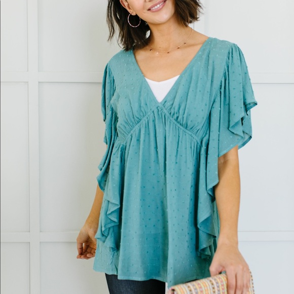 Fly Away Home Blouse in Dusty Teal - Picture 4 of 10